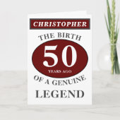 50th Birthday Red Genuine Legend Jouw naam toevoeg Kaart (Voorkant)