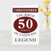 50th Birthday Red Genuine Legend Jouw naam toevoeg Kaart (Gele Bloem)