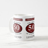 50th Birthday Red Genuine Legend Jouw naam toevoeg Koffiemok (Voorkant links)