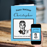 50th Birthday Retro Cartoon Funny Personalized Kaart<br><div class="desc">Zeg gelukkige verjaardag en heb wat plezier met deze  retro-stijl verjaardagskaart. Gemakkelijk aangepast gebruikend de verstrekte sjabloon.</div>