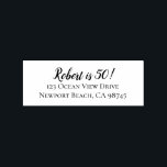 50th Birthday Return Address Rubberstempel<br><div class="desc">Met om het even welk kleureninktpad,  geeft dit leuke het adreszegel van de verjaardagsterugkeer uw gasten een wenk van wat binnen de envelop is. Verander naar elke leeftijd!</div>