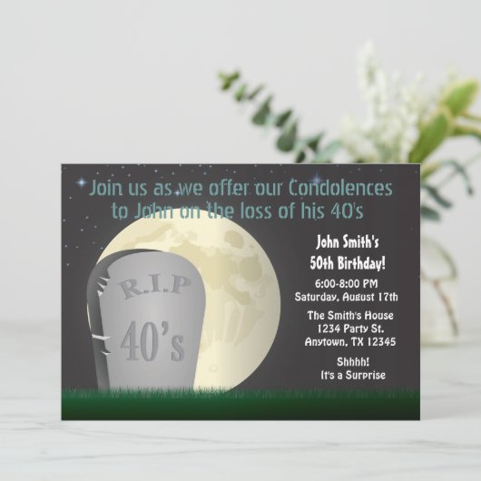 50th Birthday RIP 40s Uitnodiging (Staand voorkant)