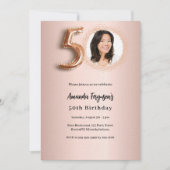 50th Birthday roos gouden foto luxe Kaart (Voorkant)