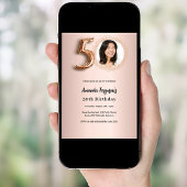 50th Birthday roos gouden foto luxe Kaart