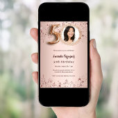 50th Birthday roos gouden fotosterren luxe Kaart