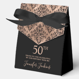 50th Birthday Rose Gold Damask Thank You  Bedankdoosjes