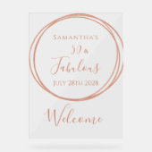 50th Birthday Rose Gold Minimal Welcome Acryl Bord (Voorkant)