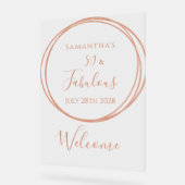 50th Birthday Rose Gold Minimal Welcome Acryl Bord (Hoek)