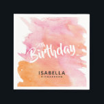 50th Birthday Roze en Sinaasappel Waterverf Papier Servet<br><div class="desc">Deze 50ste verjaardag papieren servetten zullen het perfecte accent zijn op uw viering. Het ontwerp heeft een trendy roze en oranje waterverf geverfde achtergrond.</div>