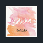 50th Birthday Roze en Sinaasappel Waterverf Papier Servet<br><div class="desc">Deze 50ste verjaardag papieren servetten zullen het perfecte accent zijn op uw viering. Het ontwerp heeft een trendy roze en oranje waterverf geverfde achtergrond.</div>