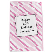 50th Birthday roze Gift Bag Medium Cadeauzakje (Voorkant)