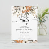 50th Birthday Rustic Floral Fall  Kaart (Staand voorkant)