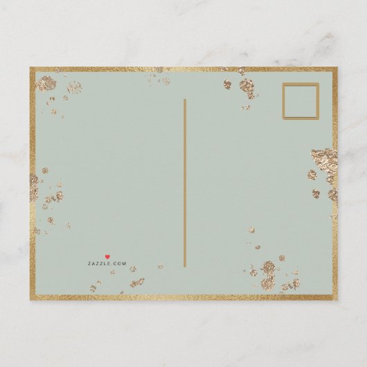 50th Birthday Sage Green Gold Waterverf Uitnodiging Briefkaart (Achterkant)