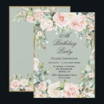 50th Birthday Sage Green Pink Blush Kaart<br><div class="desc">Luxurieus goud heeft een groene achtergrond met roze bloemen,  eucalyptus en andere groene achtergrond. Zo vrouwelijk. Zo chic en geraffineerd. Een dergelijke elegante uitnodiging. Ik heb genoten van het creëren van dit ontwerp voor u. "Zazzle"waarborgt 100% klantendienst en tevredenheid elke dag.</div>