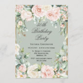 50th Birthday Sage Green Pink Blush Kaart (Voorkant)