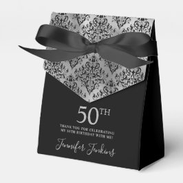 50th Birthday Silver Damask Thank You Bedankdoosjes