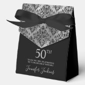 50th Birthday Silver Damask Thank You Bedankdoosjes (Voorkant)