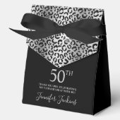 50th Birthday Silver Leopard Print Thank You  Bedankdoosjes (Voorkant)