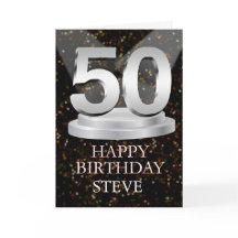 50th Birthday Spotlights Voeg een naam toe Kaart