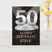 50th Birthday Spotlights Voeg een naam toe Kaart (Gele Bloem)