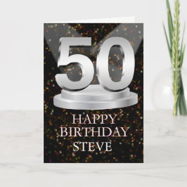 50th Birthday Spotlights Voeg een naam toe Kaart