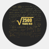 50th Birthday Square Root of 2500 50 Years Old Ronde Sticker (Voorkant)