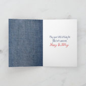 50th Birthday Stick Figuur Girl met rode ballon Kaart (Binnen)