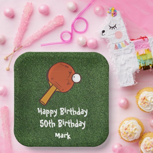 50th Birthday Table tennis ping pong Papieren Bordje (Feest)