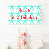 50th Birthday Teal Starfish Patterns Fifty Age Spandoek (Insitu)