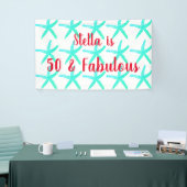 50th Birthday Teal Starfish Patterns Fifty Age Spandoek (Beurs)