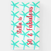 50th Birthday Teal Starfish Patterns Fifty Age Spandoek (Verticaal)