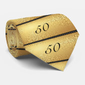 50th Birthday Tie Black and Gold Stropdas (Opgerold)