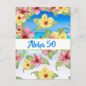 50th Birthday Tropical Flower Aloha 50 Uitnodiging (Voorkant)