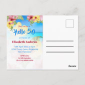 50th Birthday Tropical Flower Hello 50 Uitnodiging (Achterkant)