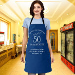 50th Birthday Voeg de naam Elegant Blue en White t Schort<br><div class="desc">Viel een mijlpaal op de 50ste verjaardag met een uniek aangepast cadeau! Ons mooie witte en blauwe schort is het perfecte geschenk voor elke kleine verjaardag. Het kan met een naam, een speciaal bericht, of een favoriet gezegde worden gepersonaliseerd om het echt één-van-a-soort te maken. Niet alleen is dit schort...</div>