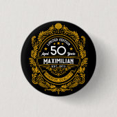 50th Birthday Whiskey Label met Jouw naam Ronde Button 3,2 Cm (Voorkant)