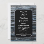 50th Birthday Wood Party Invitation Kaart (Voorkant)