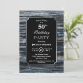 50th Birthday Wood Party Invitation Kaart (Staand voorkant)