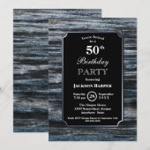 50th Birthday Wood Party Invitation Kaart (Voorkant / Achterkant)