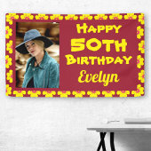 50th Birthday Yellow Flower Photo Party Spandoek