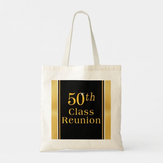 50th Class Reunion Gift Bags, Uw KLEUREN en TEKST Tote Bag (Achterkant)