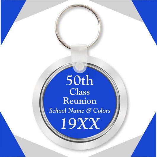 50th Class Reunion Gift Ideeën, Jouw tekst, kleure Sleutelhanger