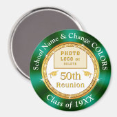 50th Class Reunion Souvenirs, Green, White, Gold Magneet (Voorkant / Achterkant)
