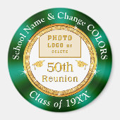 50th Class Reunion Souvenirs, Green, White, Gold Magneet (Voorkant)