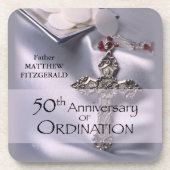 50th Custom Name Ordination Jubileum Chalice Bier Onderzetter (Voorkant)