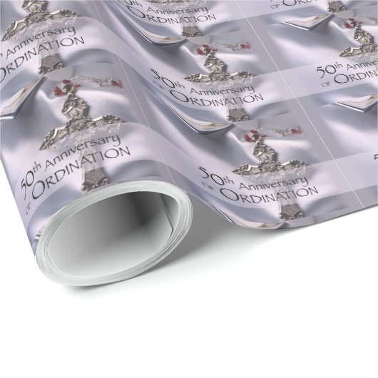50th Custom Name Ordination Jubileum Chalice Cadeaupapier (Rol Hoek)