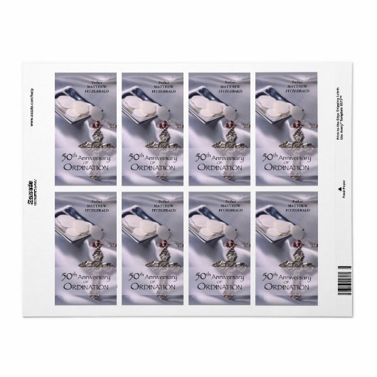 50th Custom Name Ordination Jubileum Chalice Etiket (Full Sheet)