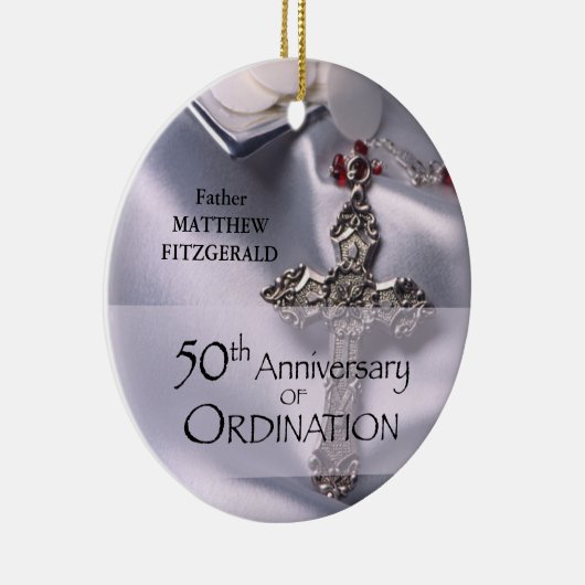 50th Custom Name Ordination Jubileum Chalice Keramisch Ornament (Rechts)