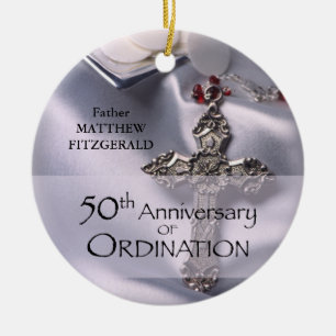 50th Custom Name Ordination Jubileum Chalice Keramisch Ornament