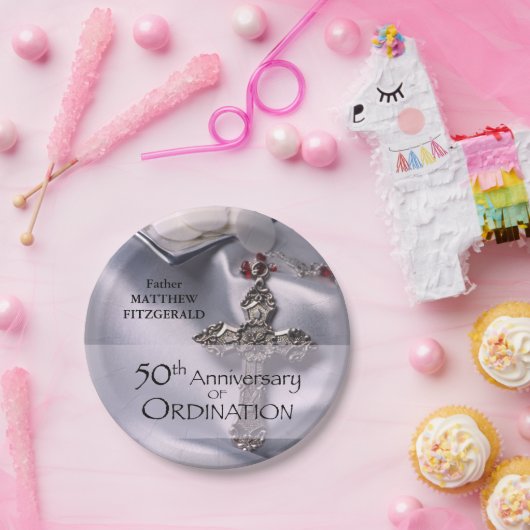 50th Custom Name Ordination Jubileum Chalice Papieren Bordje (Feest)